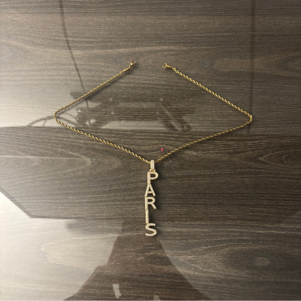 Helloice Custom Vertical Moissanite Necklace ‘PARIS’ Pendant
